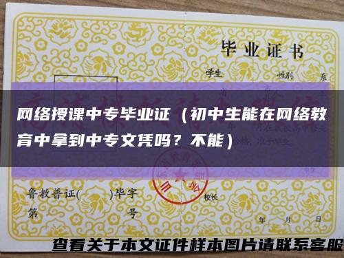 网络授课中专毕业证（初中生能在网络教育中拿到中专文凭吗？不能）缩略图