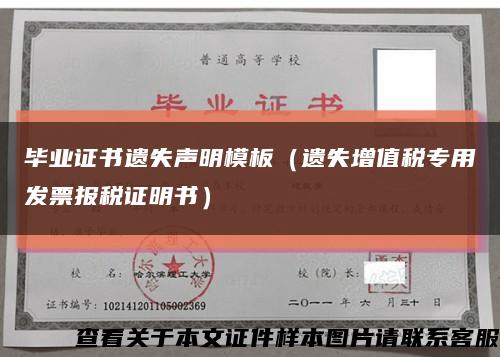 毕业证书遗失声明模板（遗失增值税专用发票报税证明书）缩略图