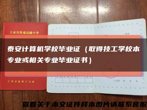 泰安计算机学校毕业证（取得技工学校本专业或相关专业毕业证书）缩略图