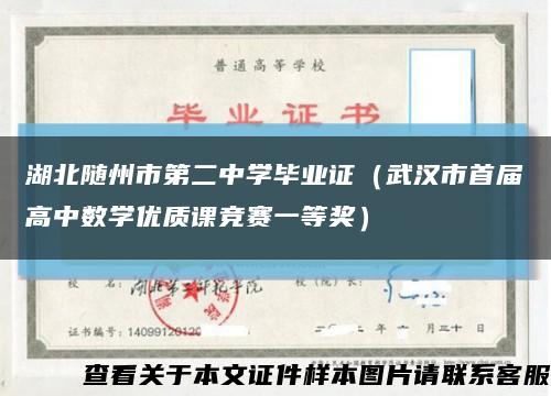 湖北随州市第二中学毕业证（武汉市首届高中数学优质课竞赛一等奖）缩略图