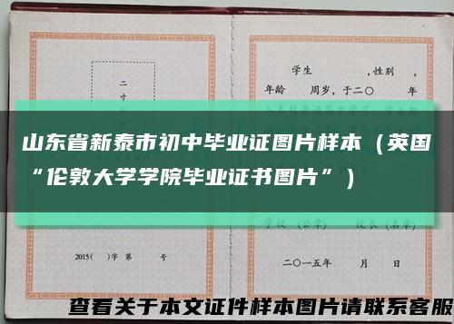 山东省新泰市初中毕业证图片样本（英国“伦敦大学学院毕业证书图片”）缩略图