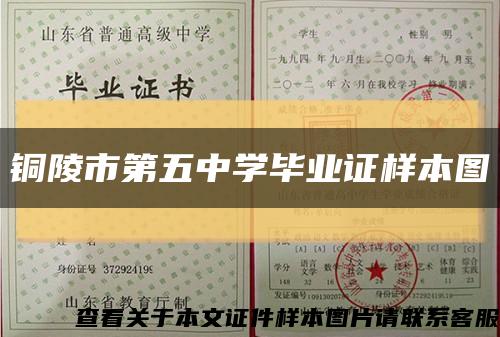 铜陵市第五中学毕业证样本图缩略图