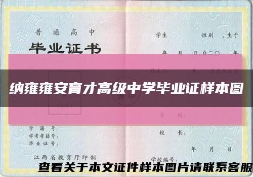 纳雍雍安育才高级中学毕业证样本图缩略图