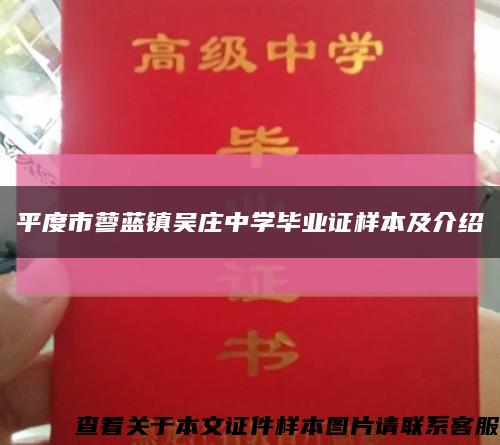 平度市蓼蓝镇吴庄中学毕业证样本及介绍缩略图