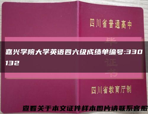 嘉兴学院大学英语四六级成绩单编号:330132缩略图