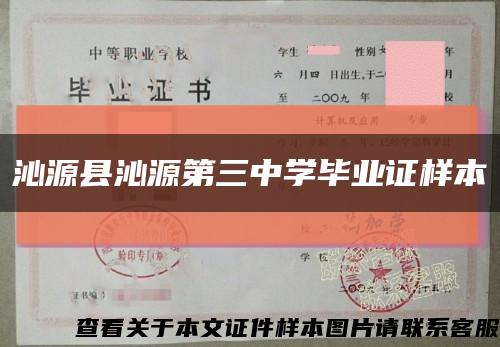 沁源县沁源第三中学毕业证样本缩略图