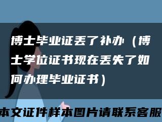 博士毕业证丢了补办（博士学位证书现在丢失了如何办理毕业证书）缩略图