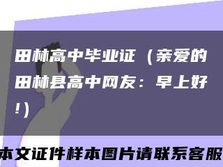 田林高中毕业证（亲爱的田林县高中网友：早上好!）缩略图