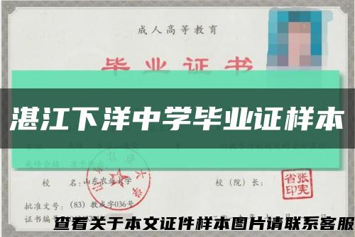 湛江下洋中学毕业证样本缩略图