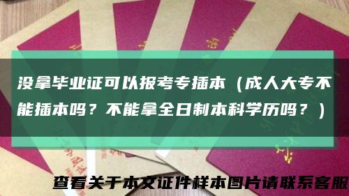 没拿毕业证可以报考专插本（成人大专不能插本吗？不能拿全日制本科学历吗？）缩略图