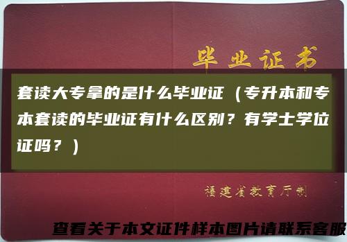 套读大专拿的是什么毕业证（专升本和专本套读的毕业证有什么区别？有学士学位证吗？）缩略图