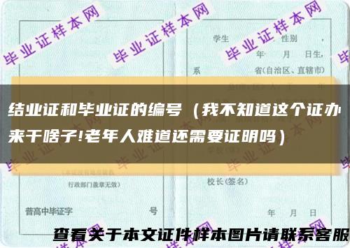 结业证和毕业证的编号（我不知道这个证办来干啥子!老年人难道还需要证明吗）缩略图