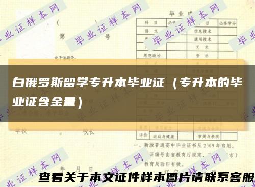 白俄罗斯留学专升本毕业证（专升本的毕业证含金量）缩略图