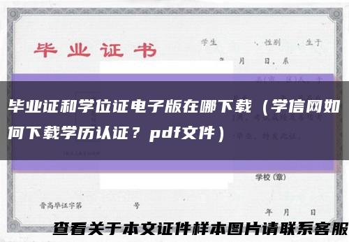 毕业证和学位证电子版在哪下载（学信网如何下载学历认证？pdf文件）缩略图