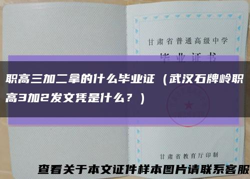 职高三加二拿的什么毕业证（武汉石牌岭职高3加2发文凭是什么？）缩略图