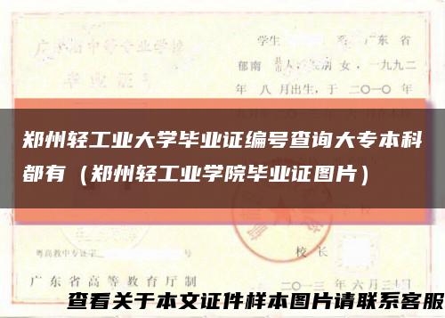 郑州轻工业大学毕业证编号查询大专本科都有（郑州轻工业学院毕业证图片）缩略图