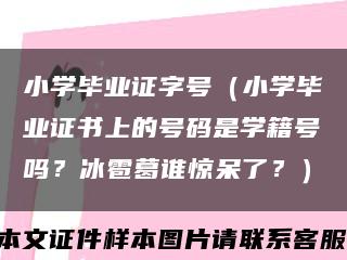 小学毕业证字号（小学毕业证书上的号码是学籍号吗？冰雹葛谁惊呆了？）缩略图