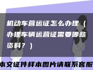 机动车营运证怎么办理（办理车辆运营证需要哪些资料？）缩略图