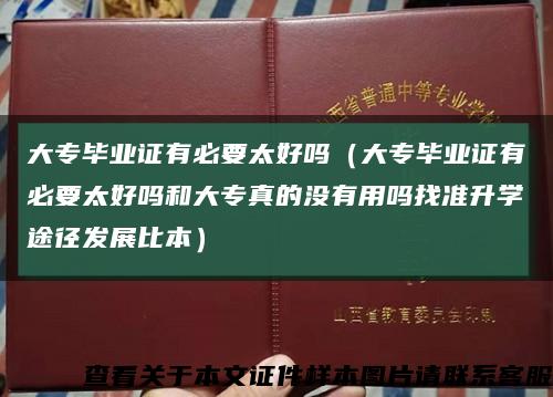 大专毕业证有必要太好吗（大专毕业证有必要太好吗和大专真的没有用吗找准升学途径发展比本）缩略图