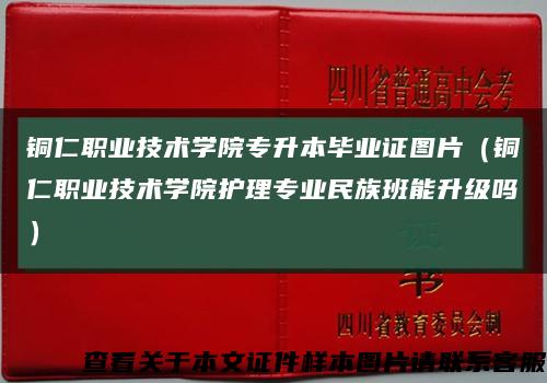 铜仁职业技术学院专升本毕业证图片（铜仁职业技术学院护理专业民族班能升级吗）缩略图