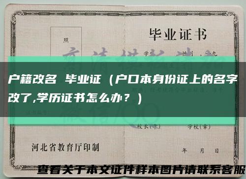 户籍改名 毕业证（户口本身份证上的名字改了,学历证书怎么办？）缩略图