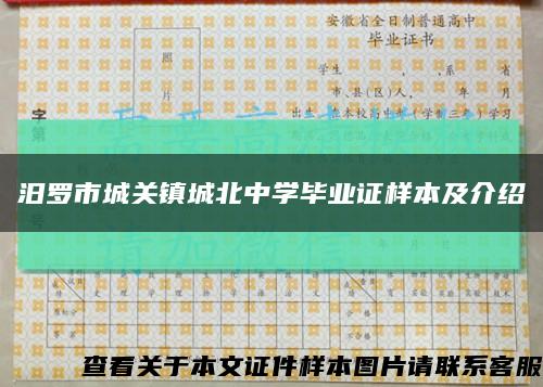 汨罗市城关镇城北中学毕业证样本及介绍缩略图