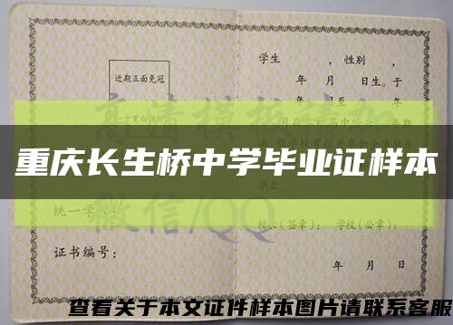 重庆长生桥中学毕业证样本缩略图