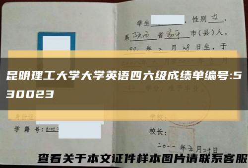 昆明理工大学大学英语四六级成绩单编号:530023缩略图