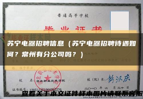 苏宁电器招聘信息（苏宁电器招聘待遇如何？常州有分公司吗？）缩略图