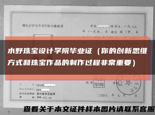 水野珠宝设计学院毕业证（你的创新思维方式和珠宝作品的制作过程非常重要）缩略图