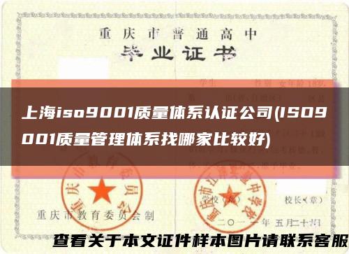 上海iso9001质量体系认证公司(ISO9001质量管理体系找哪家比较好)缩略图