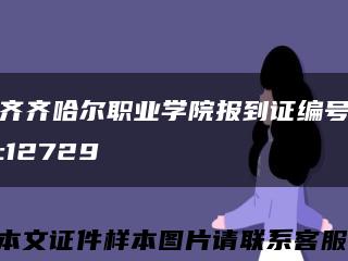 齐齐哈尔职业学院报到证编号:12729缩略图