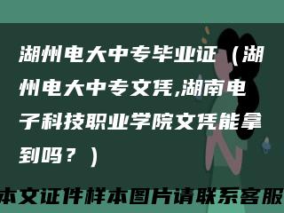 湖州电大中专毕业证（湖州电大中专文凭,湖南电子科技职业学院文凭能拿到吗？）缩略图