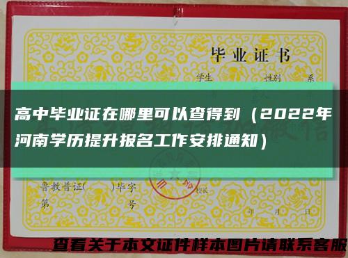 高中毕业证在哪里可以查得到（2022年河南学历提升报名工作安排通知）缩略图