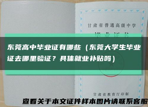 东莞高中毕业证有哪些（东莞大学生毕业证去哪里验证？具体就业补贴吗）缩略图