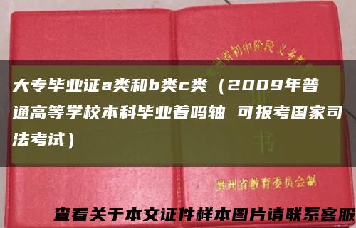 大专毕业证a类和b类c类（2009年普通高等学校本科毕业着吗轴 可报考国家司法考试）缩略图