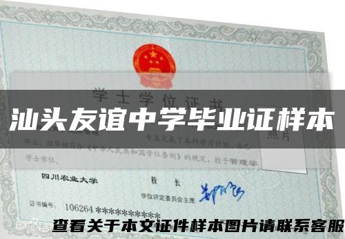 汕头友谊中学毕业证样本缩略图