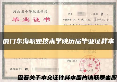 厦门东海职业技术学院历届毕业证样本缩略图