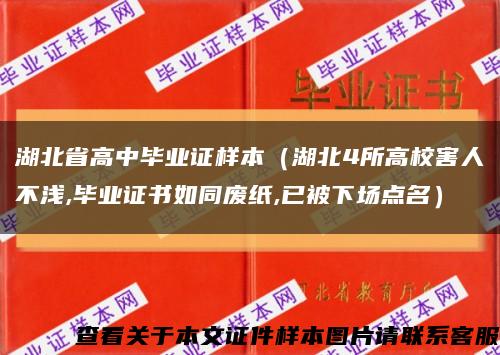 湖北省高中毕业证样本（湖北4所高校害人不浅,毕业证书如同废纸,已被下场点名）缩略图