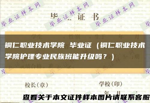 铜仁职业技术学院 毕业证（铜仁职业技术学院护理专业民族班能升级吗？）缩略图