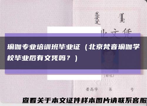 瑜伽专业培训班毕业证（北京梵音瑜伽学校毕业后有文凭吗？）缩略图