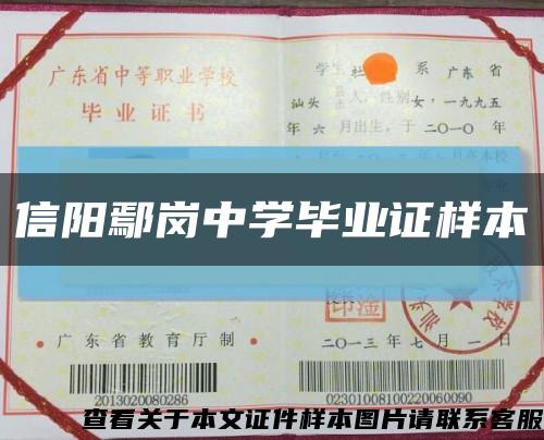 信阳鄢岗中学毕业证样本缩略图