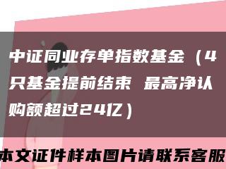 中证同业存单指数基金（4只基金提前结束 最高净认购额超过24亿）缩略图