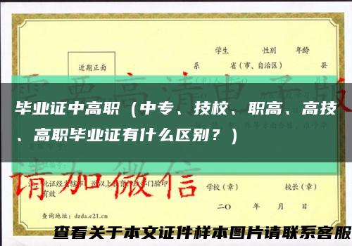 毕业证中高职（中专、技校、职高、高技、高职毕业证有什么区别？）缩略图