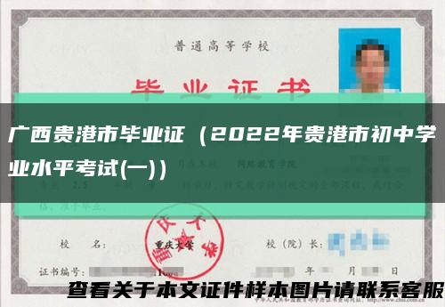 广西贵港市毕业证（2022年贵港市初中学业水平考试(一)）缩略图