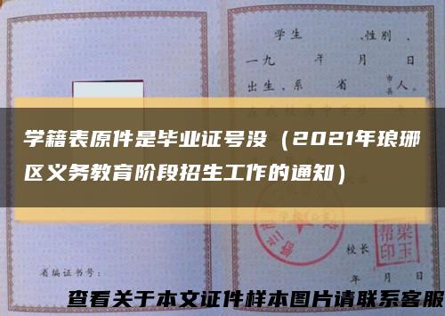 学籍表原件是毕业证号没（2021年琅琊区义务教育阶段招生工作的通知）缩略图