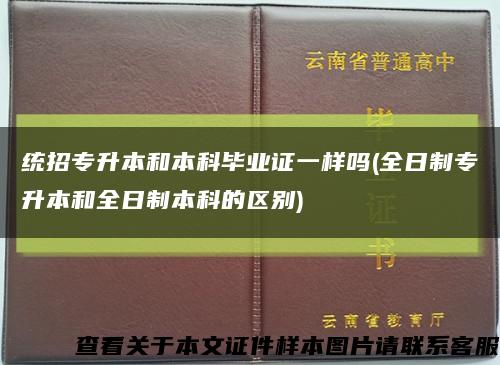 统招专升本和本科毕业证一样吗(全日制专升本和全日制本科的区别)缩略图