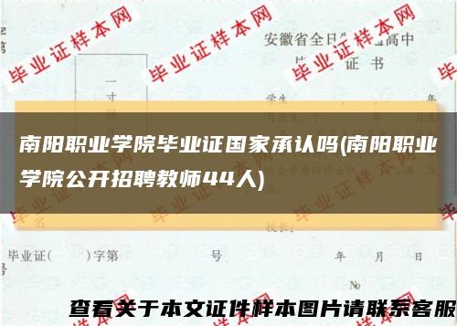 南阳职业学院毕业证国家承认吗(南阳职业学院公开招聘教师44人)缩略图