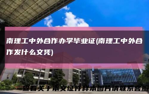 南理工中外合作办学毕业证(南理工中外合作发什么文凭)缩略图