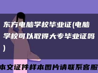 东方电脑学校毕业证(电脑学校可以取得大专毕业证吗)缩略图